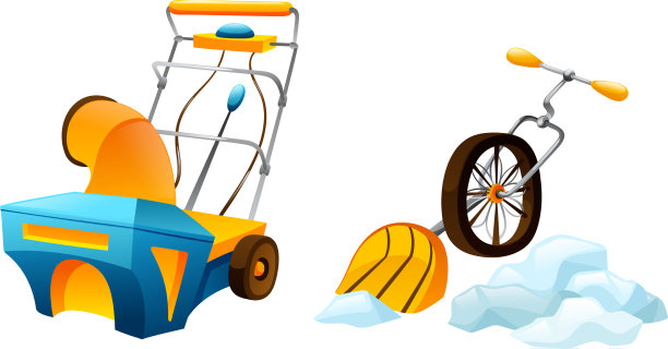 手动刮雪机和吹雪机清理积雪图片下载