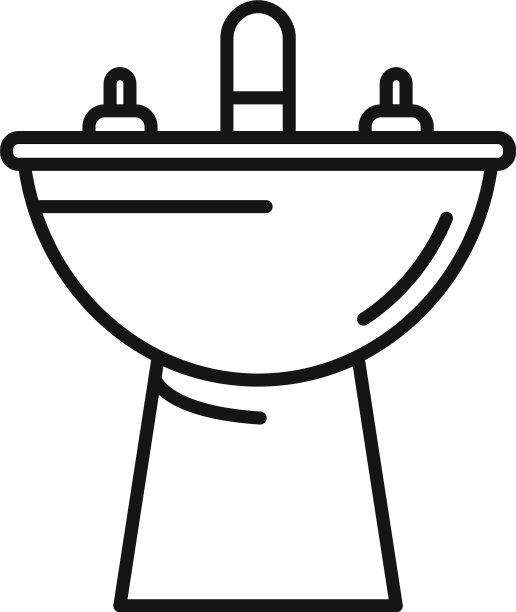 浴缸坐浴盆图标轮廓风格图片下载