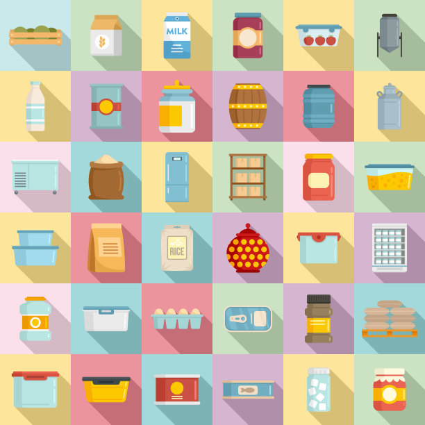 食品存储图标扁平风格图片下载