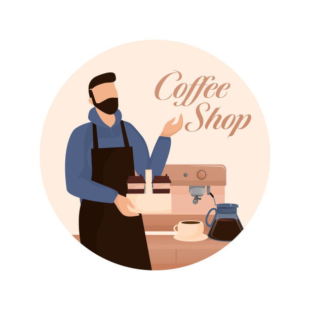 扁平人物咖啡店的咖啡师图片下载