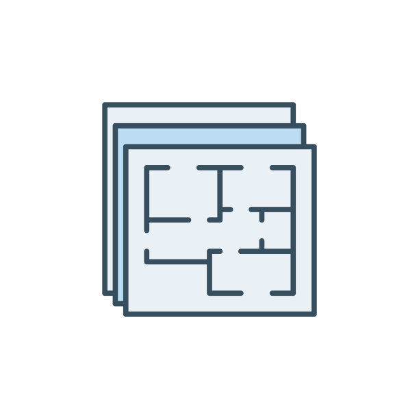 房子计划蓝图概念彩色图标图片下载