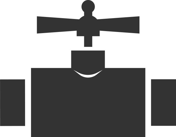 图示一个带有闸阀黑色轮廓的管道图片下载