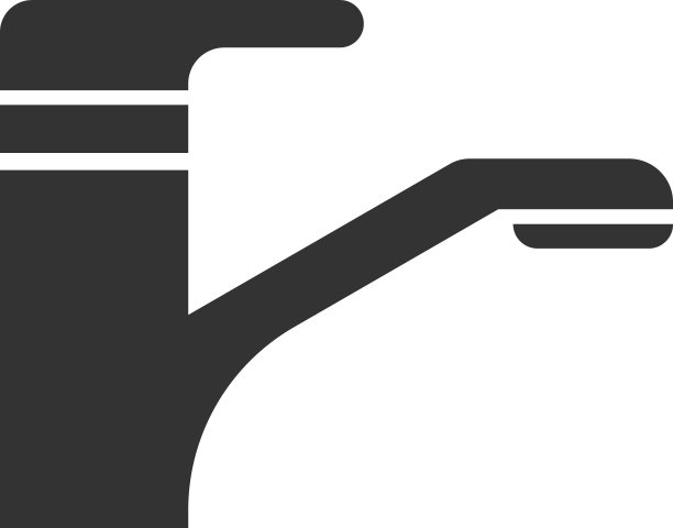 水龙头图标的水槽与水黑色剪影图片下载