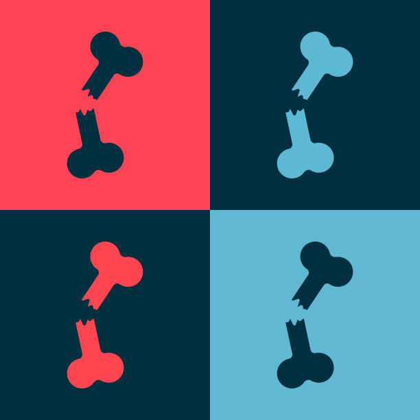 流行艺术人体骨折图标孤立的颜色图片下载