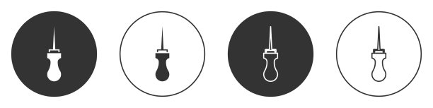 黑色锥子工具与木柄图标隔离图片下载