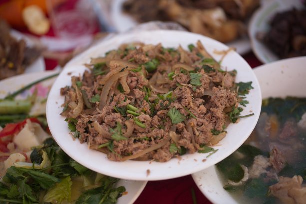 背景图片:老挝蓬沙里村的传统食物。图片下载