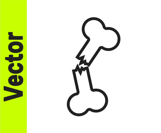 黑线人类骨折图标孤立图片下载