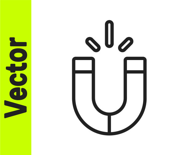 黑线磁铁图标隔离在白色图片下载