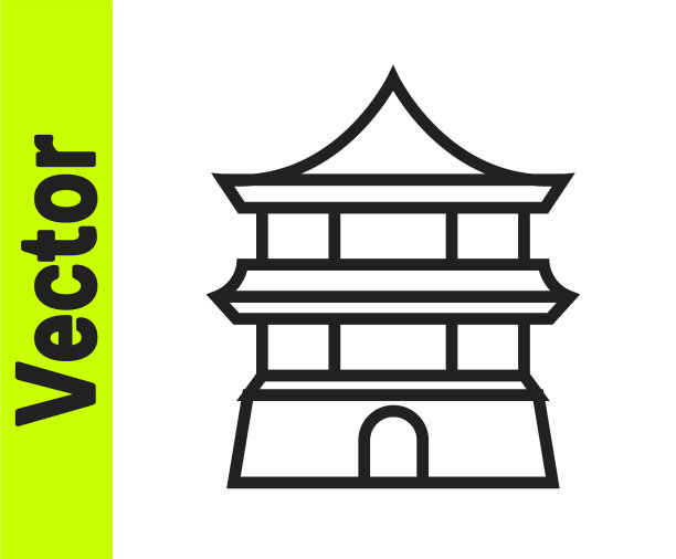 黑线是中国传统民居孤立的标志图片下载