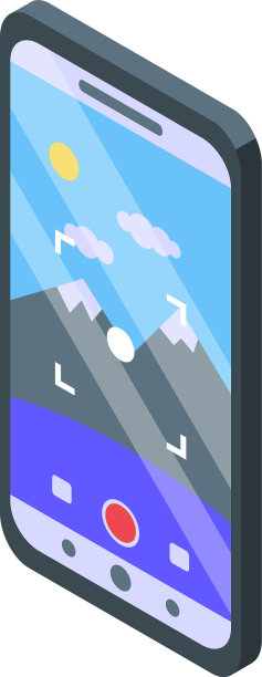 智能手机风景照片图标等距风格图片下载