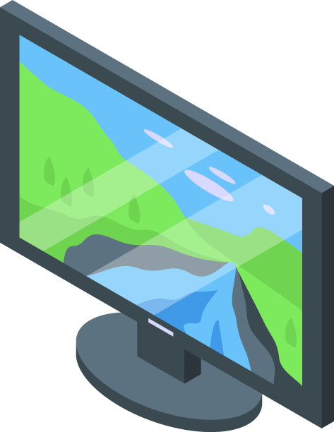 智能电视显示器图标等距风格图片下载