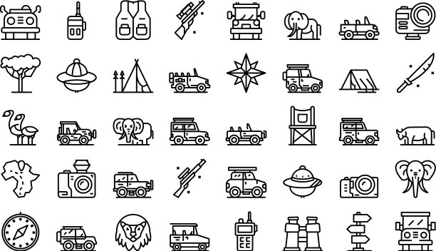 吉普车safari图标设置轮廓风格图片下载