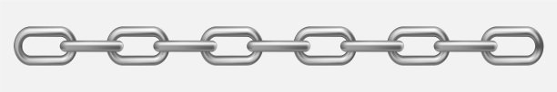 白色全景背景上的金属银链图片下载