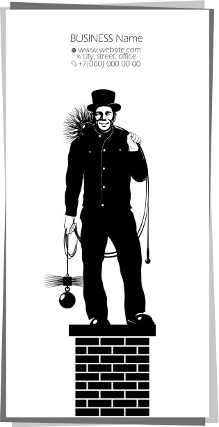 烟囱清洁工在烟囱名片上穿制服图片下载