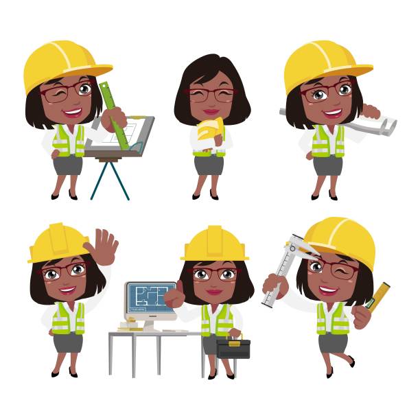 建筑工程师与不同的姿态图片下载