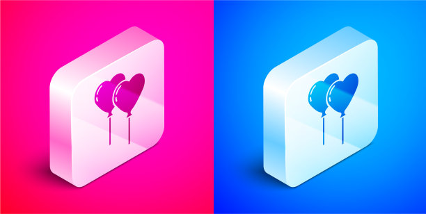 带有丝带的心形等距气球图片下载