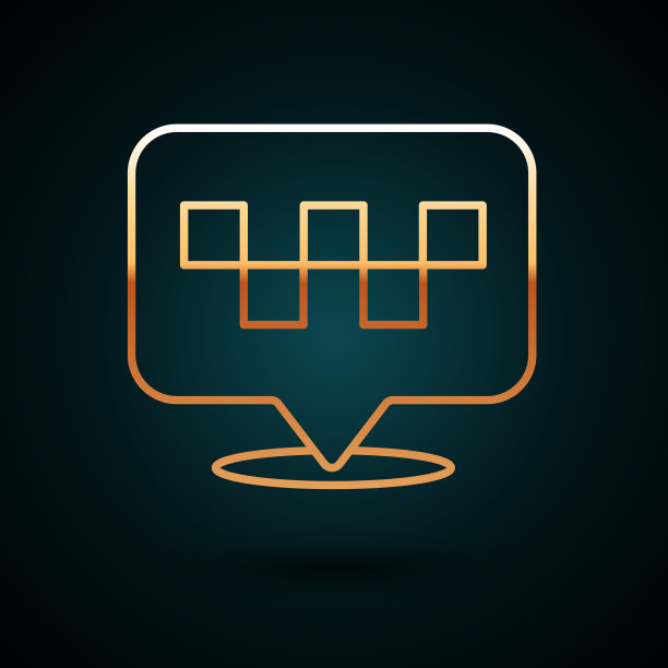 金线地图指针与出租车图标隔离图片下载