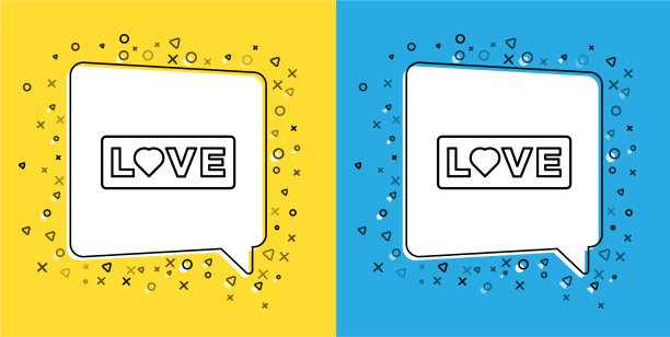 设行爱文字图标孤立在黄色和图片下载