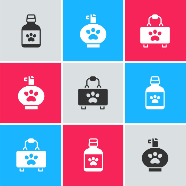 设狗药瓶、宠物香波和急救用品图片下载