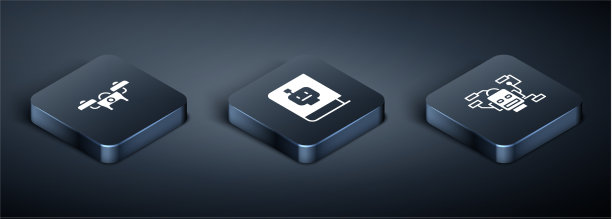 设置等距无人机机器人和用户手册图标图片下载