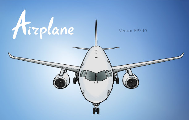 现代俄罗斯喷气客机手绘图片下载