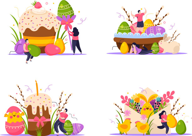 复活节概念图标集图片下载