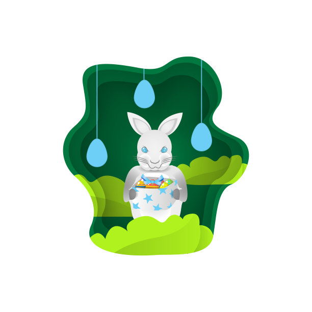 兔子复活节取彩蛋剪纸设计礼盒图片下载