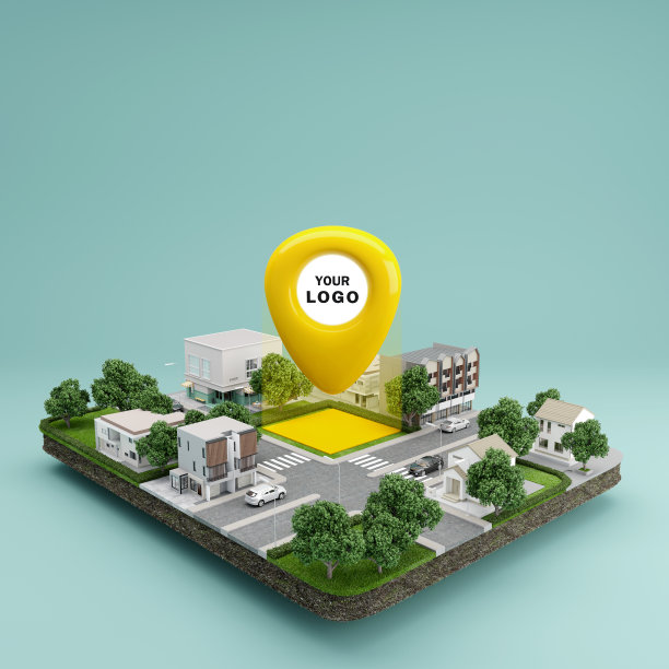 定位针图标在地球城市城市地图上指示位置和方向。三维渲染图片下载