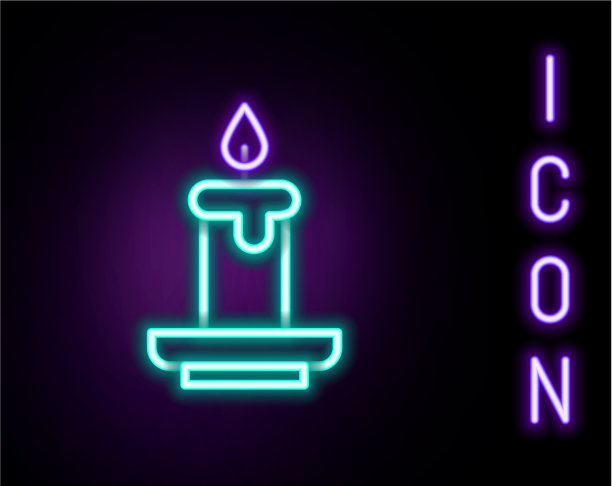 发光的霓虹灯线香气蜡烛图标孤立上图片下载