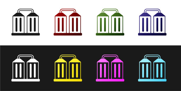 设置粮仓图标隔离在黑色和白色图片下载