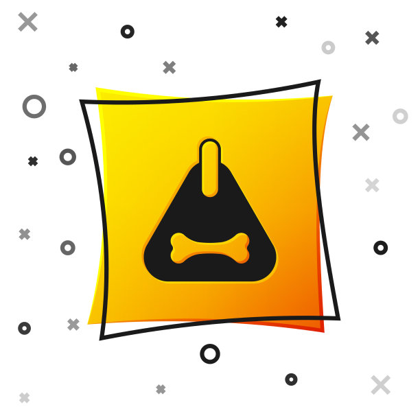 黑色狗项圈，带有名牌和骨牌图片下载