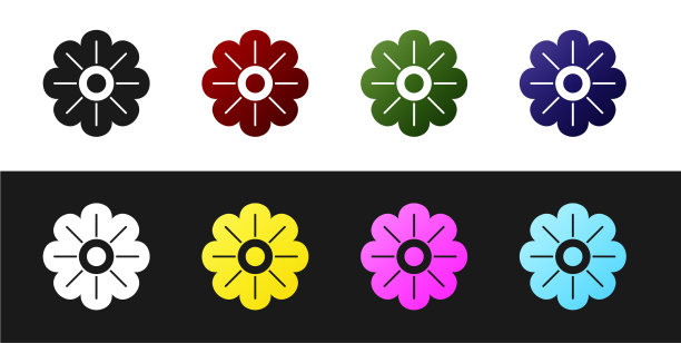 设置花图标隔离在黑色和白色图片下载