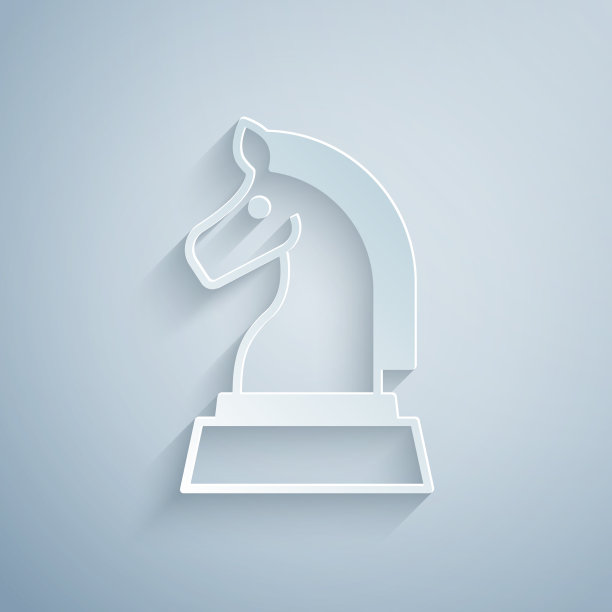 剪纸象棋图标孤立在灰色背景图片下载