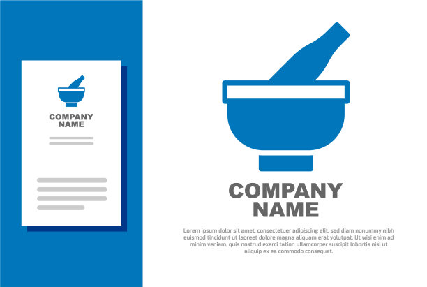 蓝色研钵和杵的图标孤立在白色图片下载