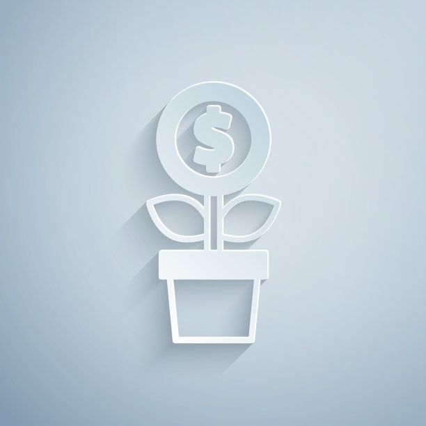 剪纸美元植物图标孤立在灰色图片下载