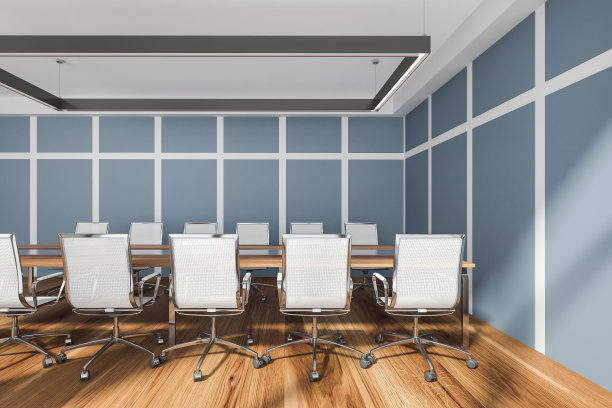 会议室内部配备家具和木地板图片下载