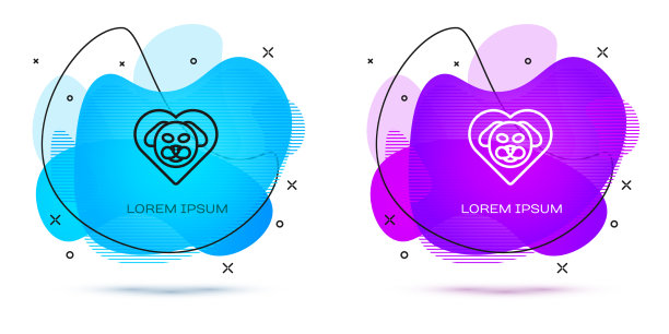 线心与狗图标孤立在白色上图片下载