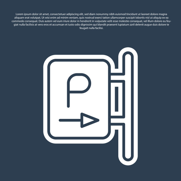 蓝色线停车图标隔离在蓝色背景图片下载