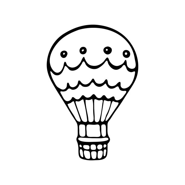 热气球手绘涂鸦轮廓图片下载