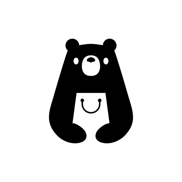 熊店购物袋负空间标志图标图片下载