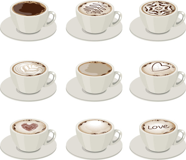 搭配不同种类的白咖啡图片下载