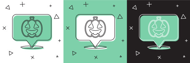 设置南瓜图标隔离在白色和绿色图片下载