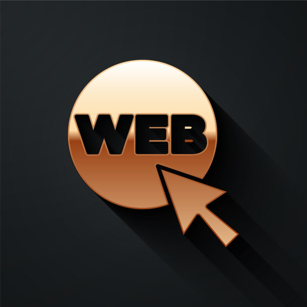 金色网页和图形设计图标孤立在黑色图片下载