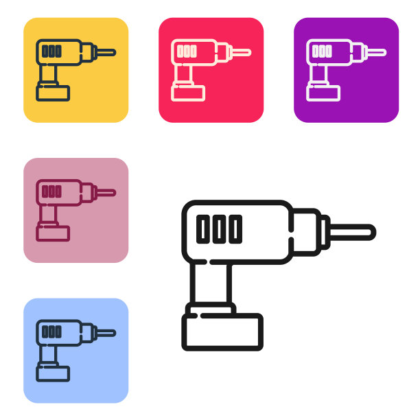 黑线电钻机图标隔离上图片下载