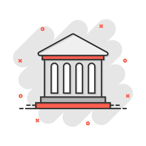 银行大楼在漫画风格的政府图标图片下载