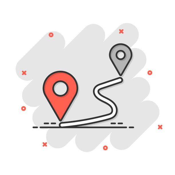 距离针图标在漫画风格的GPS导航图片下载