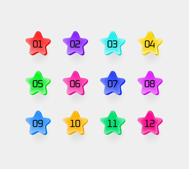 彩色星形数字信息图要点集图片下载