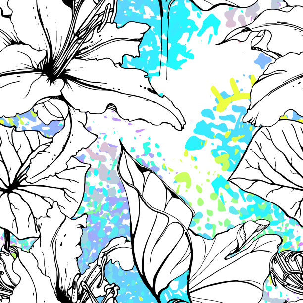 艺术花无缝图案印花图片下载