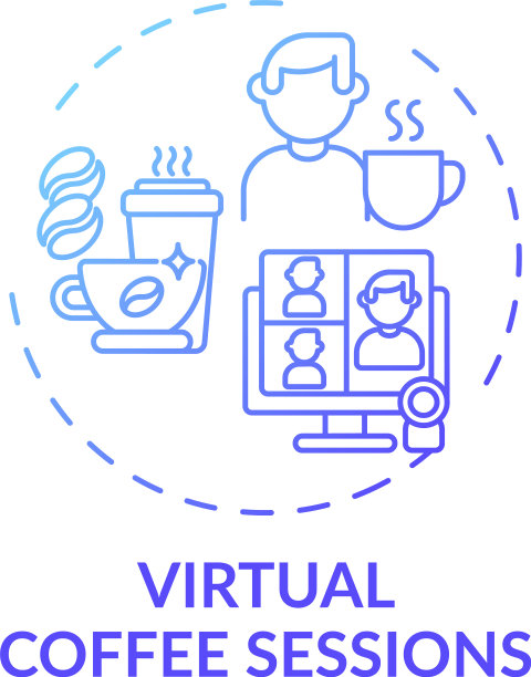 虚拟咖啡会议概念图标图片下载