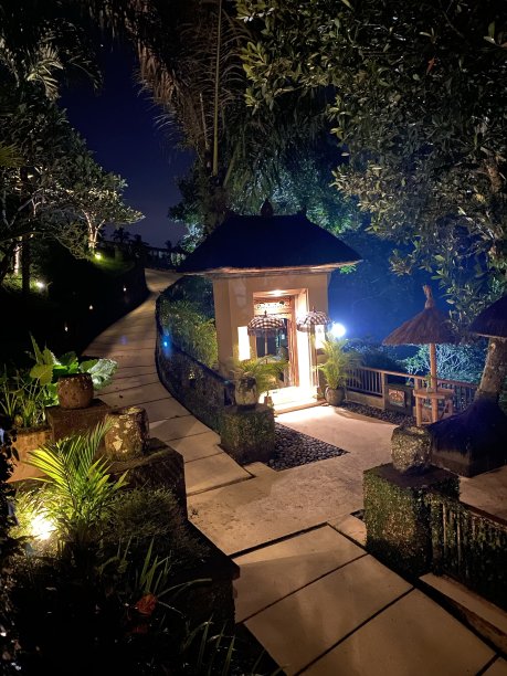 晚上乌布。巴厘岛。印度尼西亚。别墅。丛林图片下载